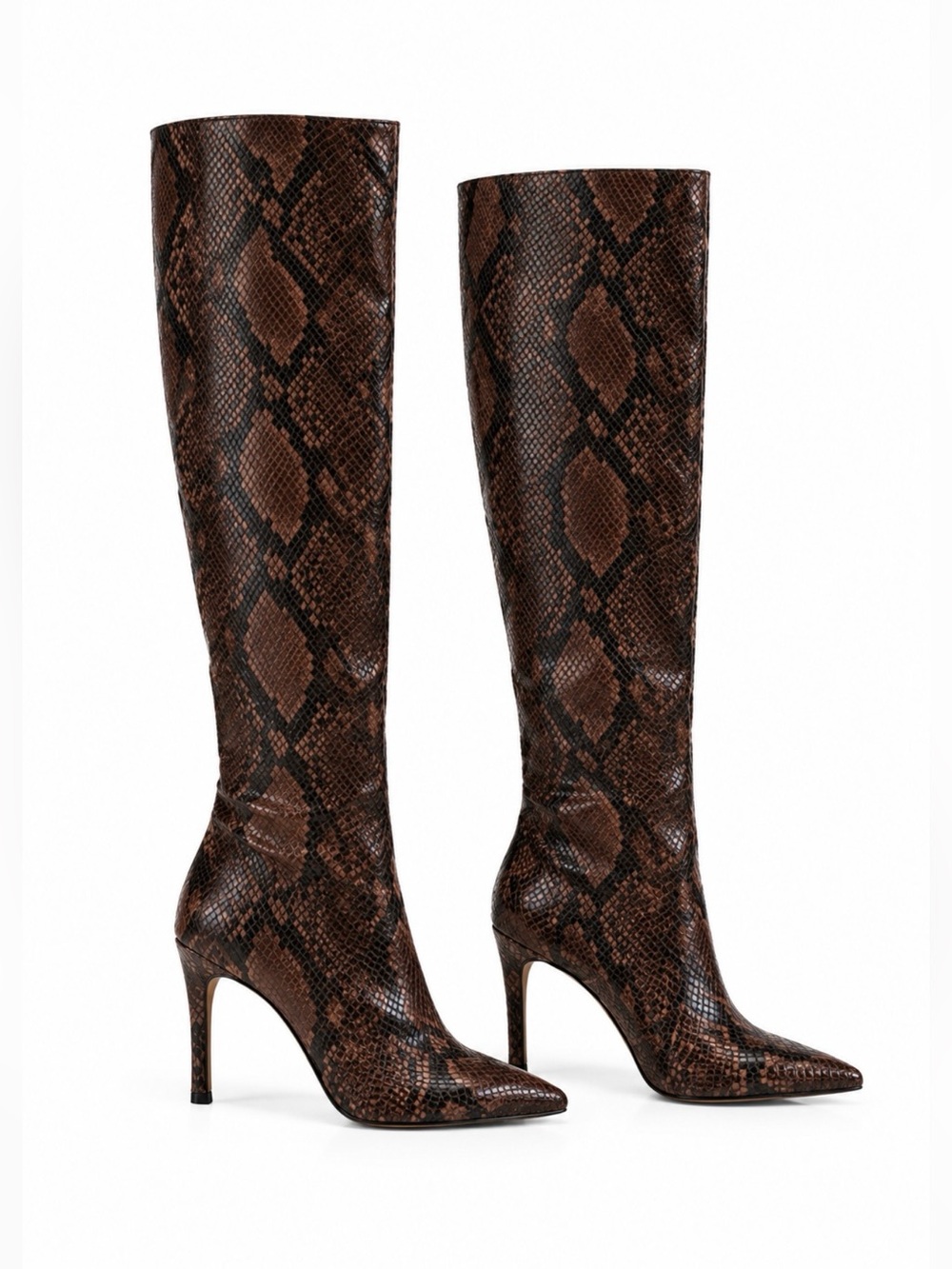Steve Madden Kinga Brown Snake Boot Heels Size 6